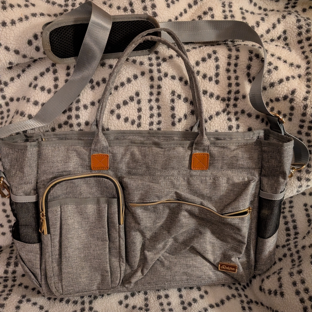 Gray Laptop Bag with Many Pockets